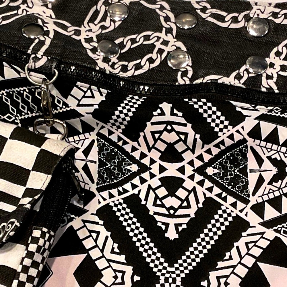 ZAND AMSTERDAM Reversible skirt Snap Adjustable geometric S M L boho bag retro - Picture 4 of 16
